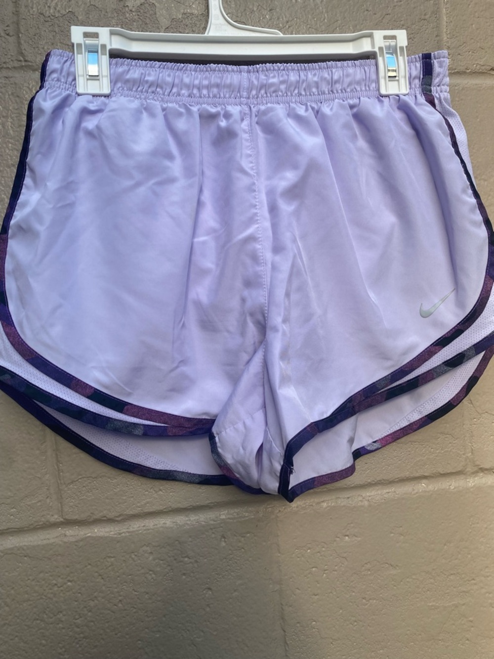 Nike Women’s Light Lavender Athletic Shorts with Dark Purple Trim